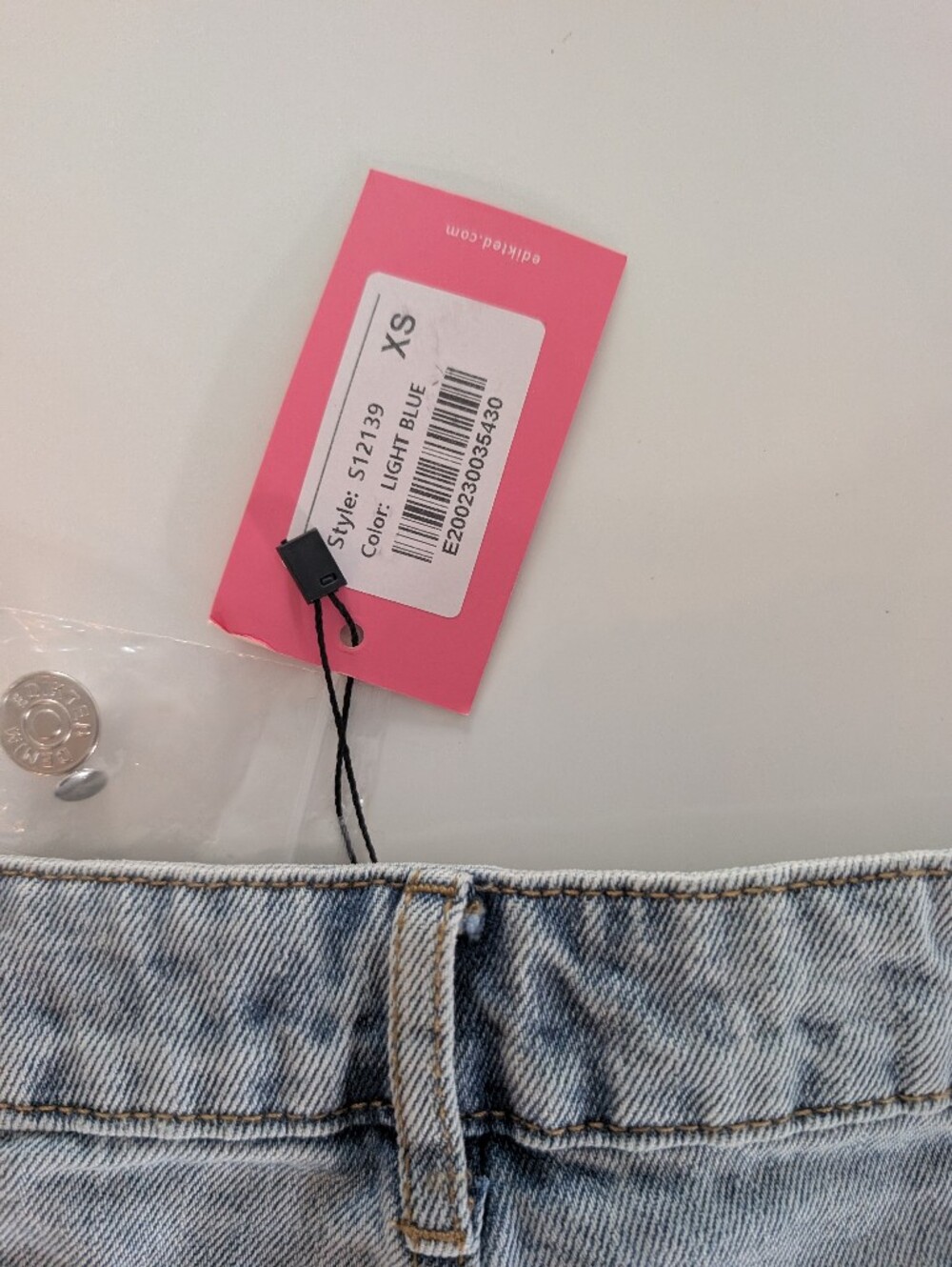 Edikted Low Rise Light Wash Denim Jean Shorts - Picture 8 of 8
